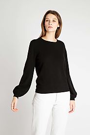 Balloon Sleeve Crew In Black Jumper 1234