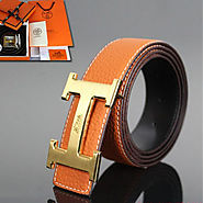Hermes Constance Logo Belt Leather Gold Hardware In Orange