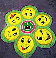 free hand rangoli designs with different smileys