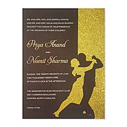 BROWN GOLD MATTE LASER CUT WEDDING INVITATION : C-SHINY DANCING STARS - IndianWeddingCards