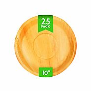 Scrafts 10" Round Disposable Palm Leaf Plates Compostable,Biodegradable Heavy Duty Dinner Party Plate - Comparable to...