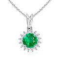 Diamond Border Emerald Pendant