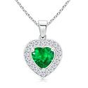 0.70 Carat Heart Emerald Solitaire Dangle Pendant with Diamond Accents | Angara.com