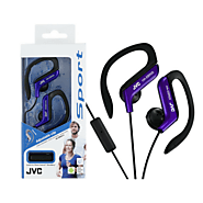 JVC HAEBR25 In-Ear Sports Headphone with Ear Clip and 1-Button Microphone