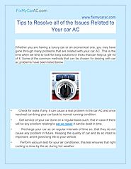 Tips to Resolve all of the Issues Related to Your car AC by Fix My Car AC - Issuu