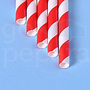 Red Stripe Paper Straws | Biodegradable Straws | Go Pepara