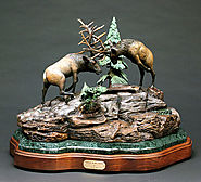 Bronze Elk Sculpture Conflict of the Vanities | Barry Stein