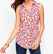 Sleeveless Tulip print top blouse for women