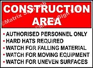 Construction Area Rules Sign and Images in India with Online Shopping Website.