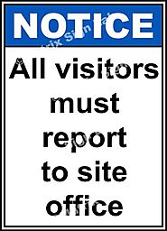 All Visitors Must Report To Site Office Sign and Images in India with Online Shopping Website.