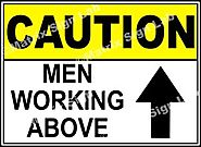 Caution Men Working Above Sign and Images in India with Online Shopping Website.