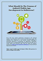 What Should Be The Process of Android Mobile App Development in Melbourne?