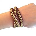 Burgundy Leather Wrap Bracelet with Gold Metal Detail