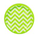 Chevron 7" Round Paper Plate (Lime Green and White)