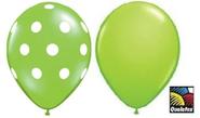 12 Assorted Balloons - Lime Green with White Polka Dots and Plain Lime Green