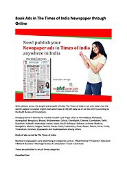 Book Ads in The Times of India Newspaper through Online by MyAdvtCorner - Issuu