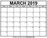 Blank March 2019 Calendar - Easily Printable - 123Calendars