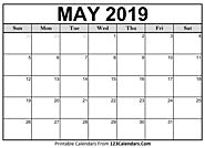 Blank May 2019 Calendar - Easily Printable - 123Calendars