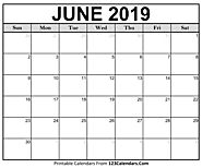 Blank June 2019 Calendar - Easily Printable - 123Calendars