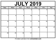 Blank July 2019 Calendar - Easily Printable - 123Calendars