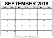 Blank September 2019 Calendar - Easily Printable - 123Calendars