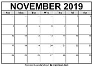 Blank November 2019 Calendar - Easily Printable - 123Calendars