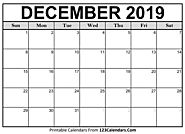 Blank December 2019 Calendar - Easily Printable - 123Calendars