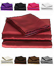 Details about  Silky Satin Fitted, Flat Bed sheets or Pillowcases Single Double King Superking
