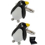 PREMIUM Cufflinks WITH PRESENTATION GIFT BOX - High Quality - Penguin - Animal Bird Antarctica Spotter Cute Winter - ...