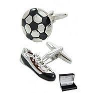 PREMIUM Novelty Cufflinks WITH PRESENTATION GIFT BOX - High Quality - Football and Boot - Solid Brass - Sport Fan Mat...