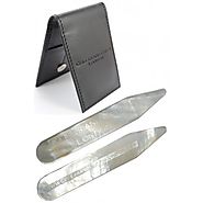 MOTHER OF PEARL - High Quality Shirt Collar Stiffeners - 2.35" - With Presentation Gift Wallet - Cultured and Iridesc...