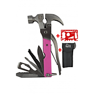 DIY TECH UK - 17 in 1 Hammer Multi Tool Pink + FREE 48 in 1 Wallet Tool - EXTRA STRONG High Carbon Stainless Steel - ...