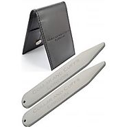 PLATINUM PLATED High Quality Collar Stiffeners - With Presentation Gift Wallet - Shirt Accessories - 2.5" - One pair ...