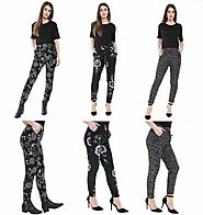 Details about  Ladies Floral Print 2 Pockets Full Length Skinny Trouser Summer Lounge Size 8-16