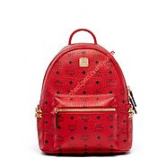MCM Small Stark Side Studs Visetos Backpack In Red