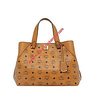 MCM Large Essential Visetos Original Tote In Brown