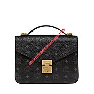 MCM Medium Patricia Visetos Satchel In Black