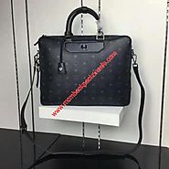 MCM Large Nomad Leather Briefcase In Black