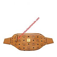 MCM Small Stark Visetos Belt Bag In Brown