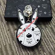 MCM Mini Vistos Rabbit Key Holder In White