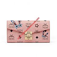 MCM Large Patricia Star Eyed Bunny Visetos Crossbody Wallet In Light Pink