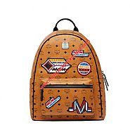 MCM Medium Stark Victory Patch Visetos Backpack In Brown