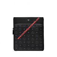 MCM Small Ottomar Visetos Flat Messenger In Black