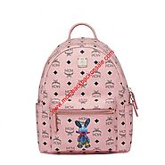 MCM Small Stark Rabbit Backpack In Light Pink