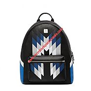 MCM Medium Stark Chevron Diamond Backpack In Black