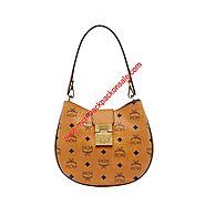 MCM Small Patricia Visetos Hobo In Brown