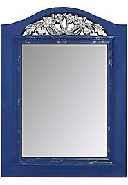 DecorShore Large Rustic Wooden Wall Mirror Hand-Carved with Gilded Scroll French Rococo Style - Decorshore