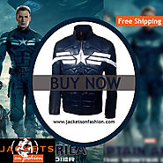 Men’s The Winter Soldier Steve Rogers Costume Blue Faux Leather Jacket