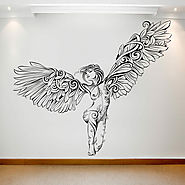 Decorate Home With Waterproof Vinyl Transfer Seated Angel Wall Sticker