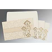 IVORY SHIMMERY SCREEN PRINTED WEDDING CARD : S-8239K - 123WeddingCards